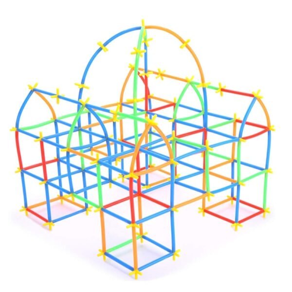 Straws Building Blocks Game Set for 3-8 Years Old Kids Boys & Girls,Multicolor,90+ Piece - Image 4