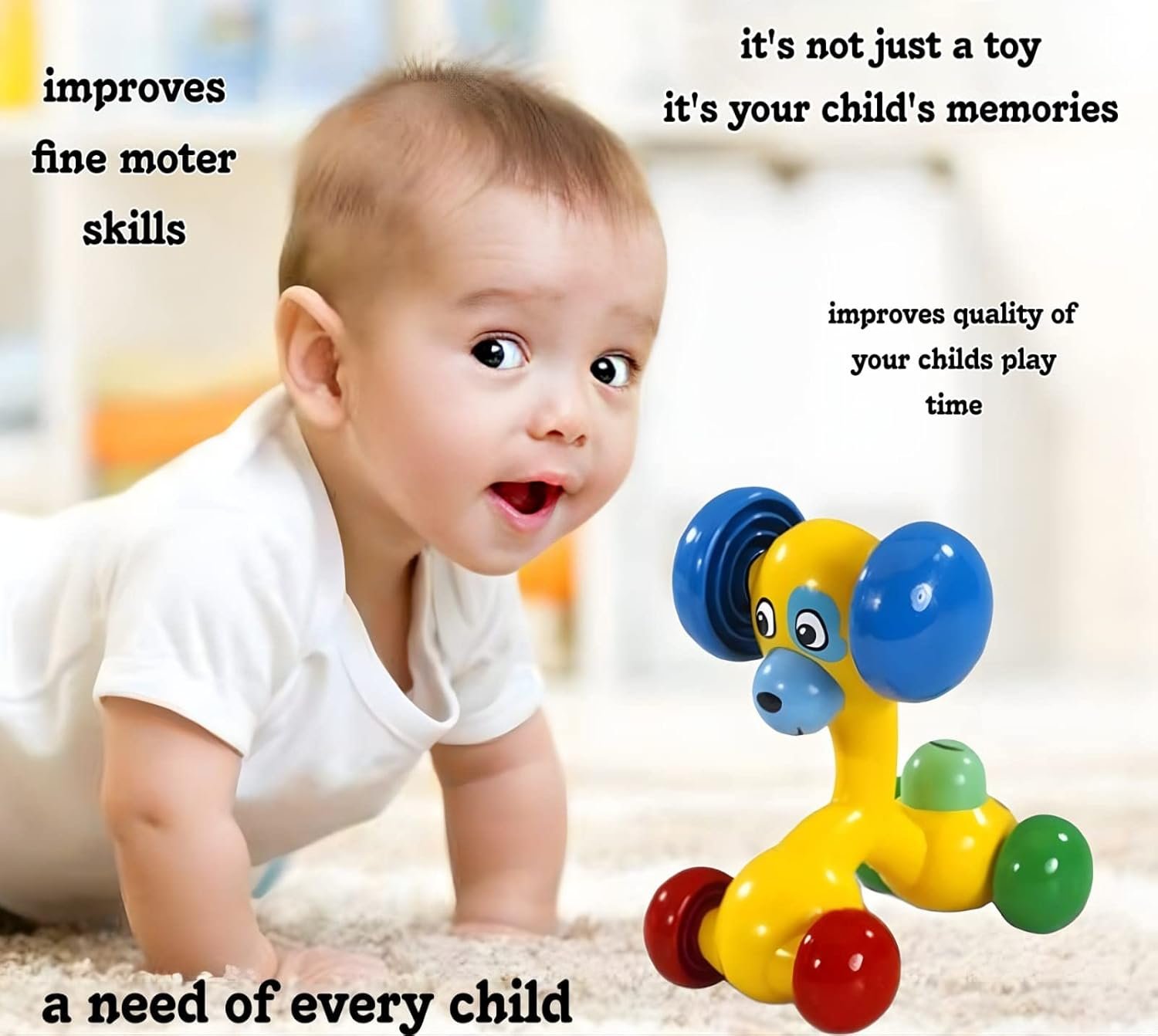 COSMOBABY Friction Dog Toy Cute Puppy 3 Face Role Play Toy|Yellow - Image 4