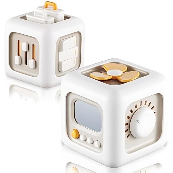 Life Skill Builder Cube Montessori Toys for 1 Year OldBusy Cube for Baby Toys 12-18 MonthsBaby Sensory Travel Toys for Toddlers 1-3Birthday Gifts for 1 2 Year Learning & Motor SkillWhite