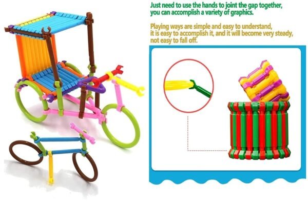 200 Piece Stick Building Blocks Toy for Kids,Block Game for 3-8 Years Old Kids Boys & Girls,Random Color (Block Toys for Kids) (Multicolor3) - Image 4