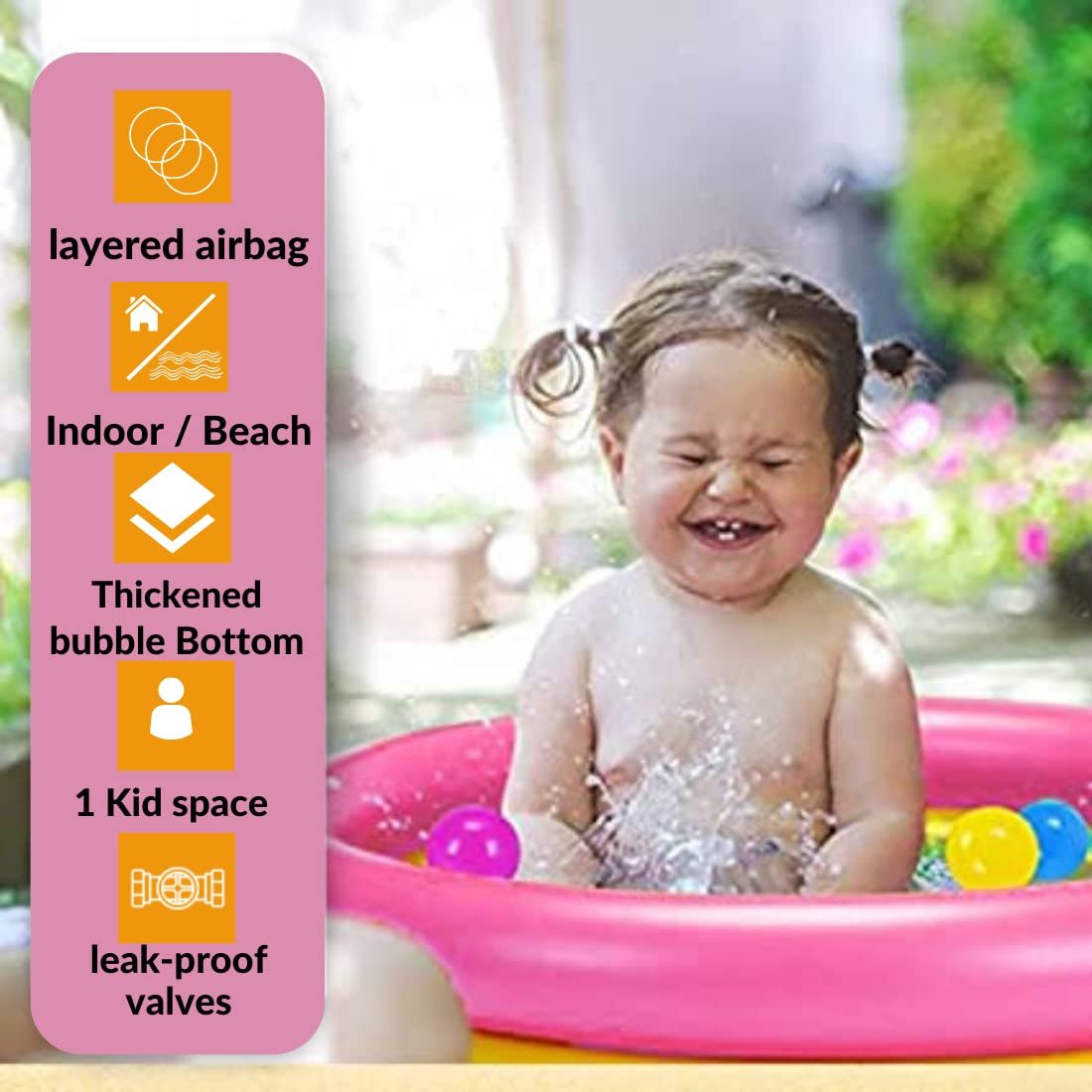 Toy Imagine™ 2 Ft Swimming Pool for Kids | Inflatable Sunset Glow Round Colourful Ring Baby Portable Baby Bath tub | 0-3 Years | Indoor & Outdoor Swimming Pool for Kids Holi - Image 5