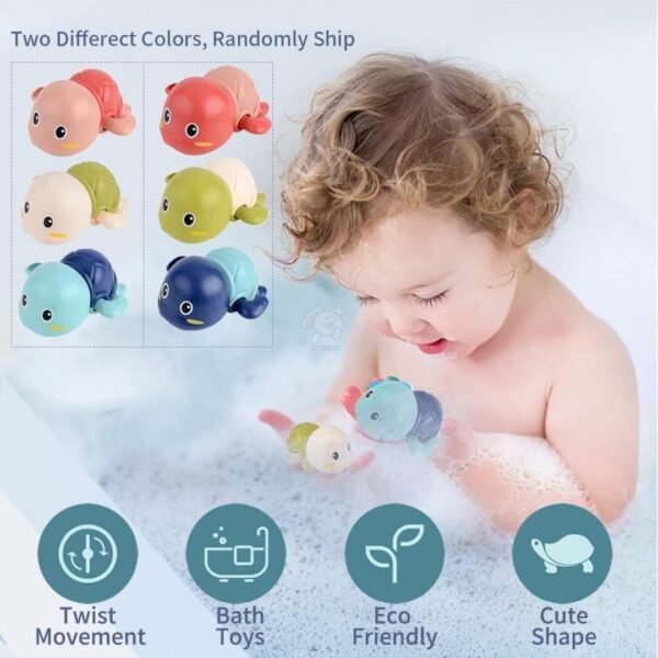 Storio Cute Swimming Baby Water Bath Toys for Toddlers | Turtle Toy | 1-3, Floating Wind Up Toys for 1 2 3 4 5 Year Old Boy Girl, New Born Baby Bathtub Water Toys, Preschool Toddler Pool Toys - Image 5