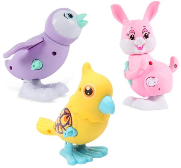 Toyshine Pack of 3 Press and Go/Wind Up Key Operated Animal Shape Moving Educational Sensory Gliding Toys for Toddlers 1-3yrs, Model B - Image 5