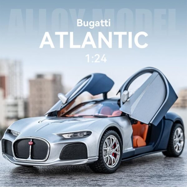 1:24 Bugatti Toy Car, Atlantic Alloy Die Cast Cars Model Car for Kids Birthday Christmas Party Gift, Pull Back Toy Cars with Sound and Light/Colors As Per Stock - Image 5