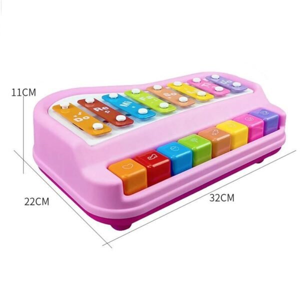 Toy 2 in 1 Baby Piano Xylophone Toy Instruments Toy for 0-3 Years Old Girls Boys Pink - Image 3