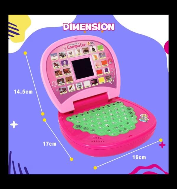 VIVITO Educational Learning Laptop Toy for Kids | LED Display, Music, & Multi-Mode Learning for 3-6 Year Old Boys & Girls | Non-Toxic, BIS Certified, Battery Operated (Pink)
