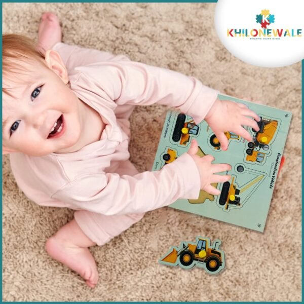 Wooden Cutting Puzzles for Kids Ages 1-5 Years Old, Construction Vehicles Kids Puzzles, Learning Toys Educational Gift for Girls and Boys - Image 2