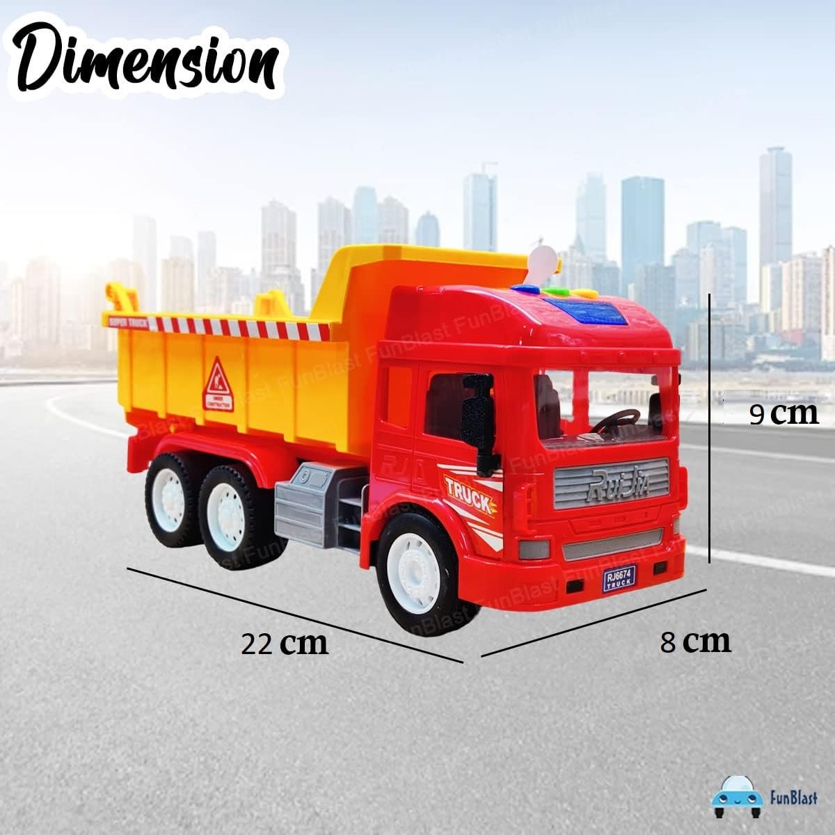 FunBlast Dumper Truck Toy, Pull Back Vehicles Dumper Toy for Kids, 6 Wheels Friction Power Toy Trucks for 3+ Years Old Boys and Girls, Light & Sound Truck Toy for Kids (Multicolor) - Image 2