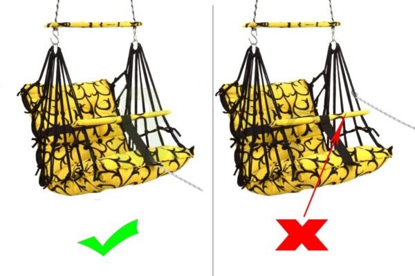 Baby Swing for Kids Cotton Swing Chair for Kids julla Baby\'s Children Folding and Washable 1-5 Years with Safety Belt/Home, Garden Jhula for Babies Cradle | (C. Yellow) - Image 5