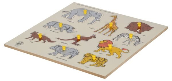 Skillofun MDF King Size Identification Tray, Vivid Wooden Animal Puzzles with knobs Engaging Toddlers - Safe Non-Toxic Material ensures Child Safety - Educational Toy Promoting Hand-Eye Coordination - Image 3