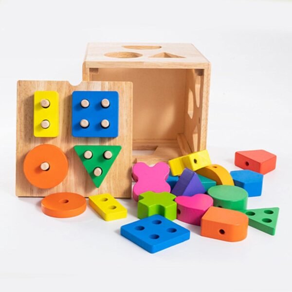 bnf® Activity Cube Toy Montessori Gifts Classic Wooden Toy for Baby Children Kids - Image 4