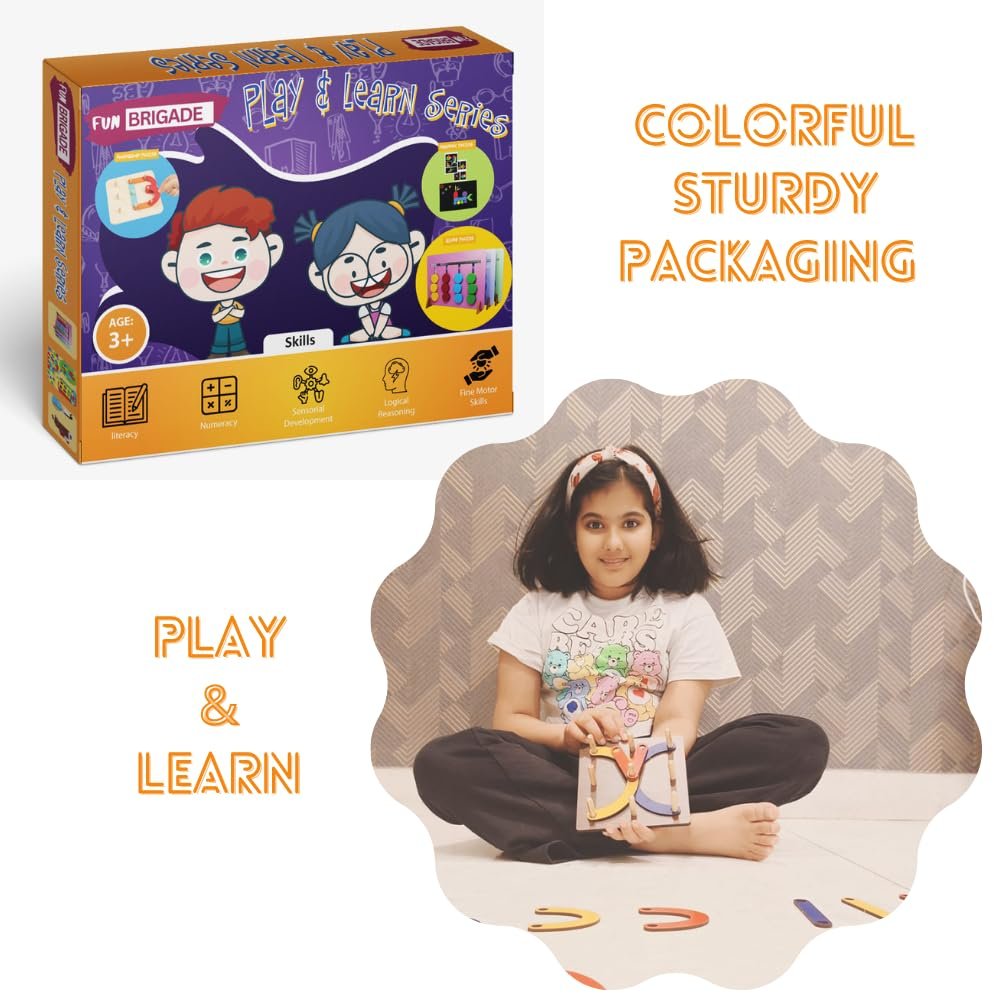 FunBrigade Wooden Alphabet & Numbers Puzzles For Kids Learning, Construction Puzzle Kids Toys For 2-5 Years | Abcd Toys For Kids, 28 Pcs - Image 6