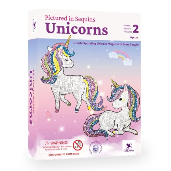 TOYKRAFTT Art and Craft Kit Picture in Sequins Unicorns| Sequins for Kids Craft | Gift for Girls Boys Age of 5 to 7 Years Old Birthday Return Gift