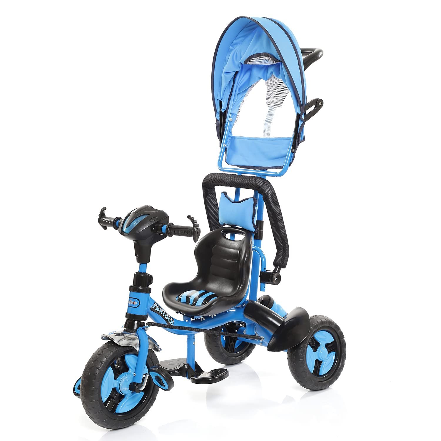 Fun Ride Kids Tricycle Panther 3 in 1 Plug and Play Musical Trike - Parental Control Handle for 1.5 to 5 Years with Safety Handle for Boys and Girls - (Weight - Upto 25 Kg) Blue - Image 3