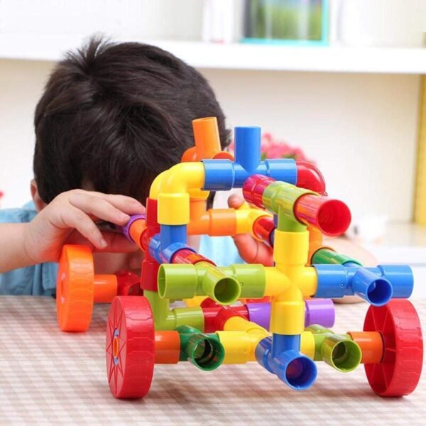 Unbreakable Pipe Puzzle Shape Building Block Set for 3-8 Years Old Kids Boys & Girls,75+ Piece (Random Color Pipe Puzzle Shape Building Block Toys) - Image 2
