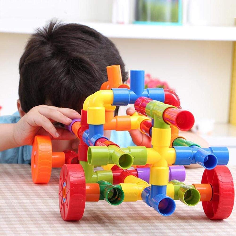 Plastic Pipe Puzzle Building Block Set for 3-8 Years Old Kids Boys & Girls,75+ Piece (Random Color Pipe Puzzle Building Block Toys) - Image 2