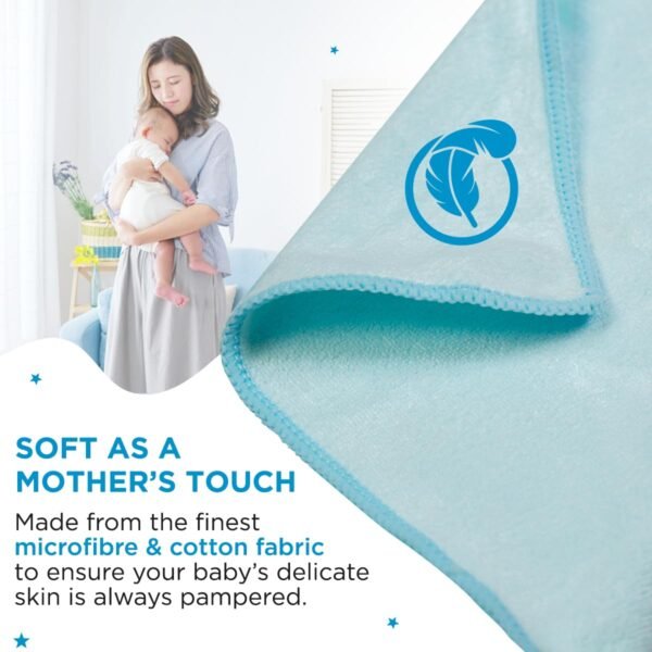 Mee Mee Micro Fiber Baby Bath Towel for New Born | Wash Cloth, Quick Absorbent, Extra Soft Cotton Towels for Kids/Toddlers/Infants/Babies, Pack of 1(Blue) 70X110 CM - Image 3