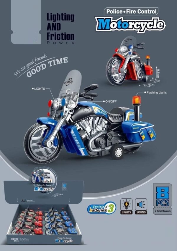 WORSHIPER Police Motorcycle Toy - Pull Back Motorcycle Toys, Tiny Gift with Music Lighting, Latte Motorcycles Toy for Kids Boys Age 3-8 Year Old-Pack of 1[Color As Per Stock]