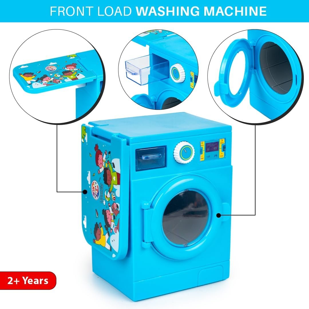Lovely Washing Machine Front Load with Openable Door & Attached Foldable Ironing Table Household Pretend Play Role Play Toy for Kids.- Baby Toy - Image 3