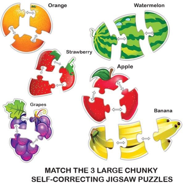TOYKRAFTT Chunky Infant Floor Puzzle Toy, 3 Piece Puzzles for Kids Age of 2-3 Years, Fruit Puzzles for Toddlers Boys Girls, Educational Toys My First Fruits Jigsaw Puzzle - Image 3