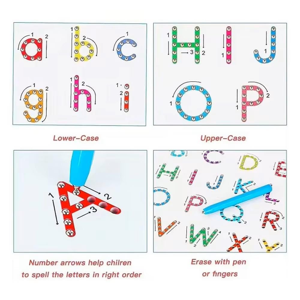 Magnetic Alphabet Tracing Board, Double-Sided 2-in-1 Learning & Writing Board, STEM Toy for Toddlers, Letter & Number Tracing Board with Magnet & Stylus Pen, Montessori Educational Toy - Image 5