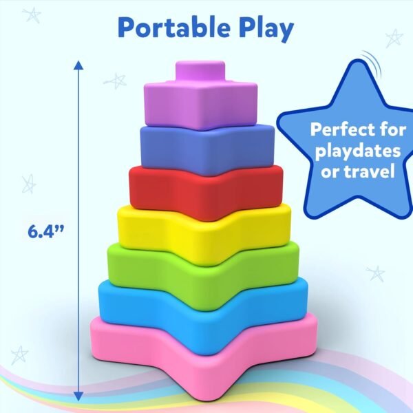Skillmatics Silicone Stacking Toys - Starry Stacker, Montessori Toys & Games, Activity & Learning Toy for Infants, Toddlers, Kids, Classic Board Game Gifts for Ages 6 Months to 3 Years - Image 2