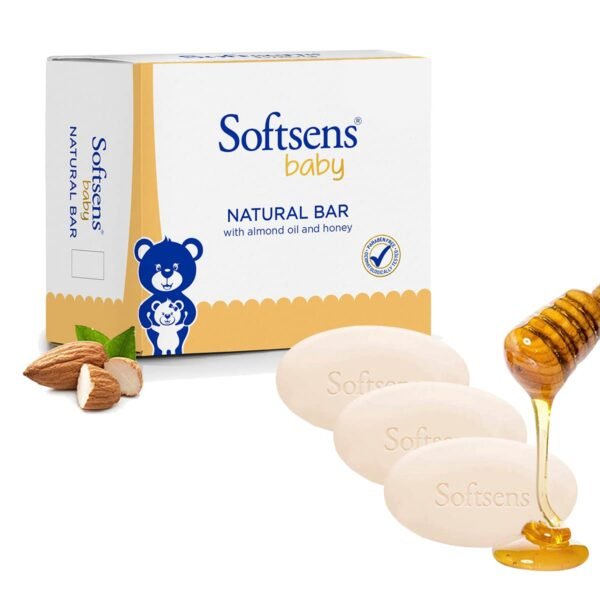 Softsens Baby Natural Bar Soap with Honey, Orange & Natural Almond Oil,Natural Milk Cream,Shea Butter Soaps x 100g (Pack of 2) - Image 4