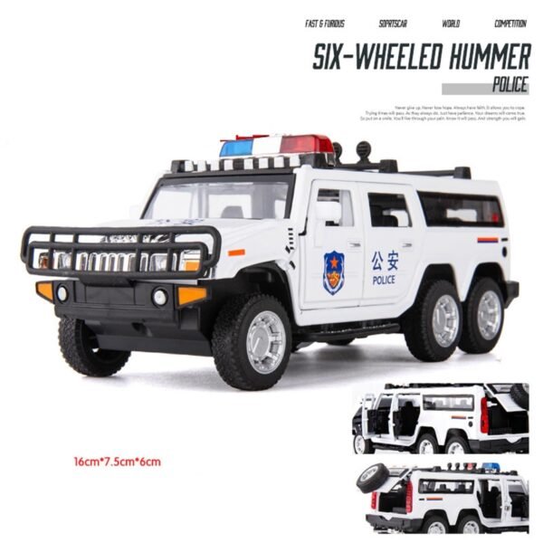 1:32 Hummer Police Toy Car Metal Pull Back Diecast Car with Openable Door and Sound Light, Gifts Toys for Kids? Black ? - Image 5