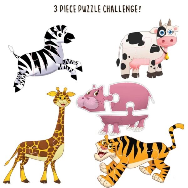 Animal Puzzle for Kids - 60 Piece Animals Jigsaw & Toddler Puzzles with 1 Board Book,Educational Toy for Cognitive Development | Fine-Motor Skills | Age 2+ by Majestic Book Club - Image 5