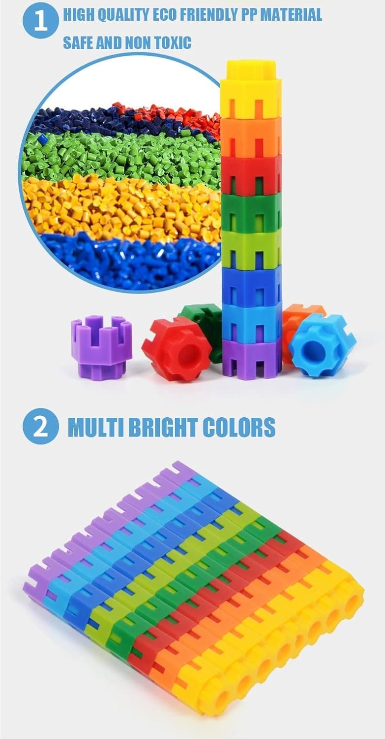 Plastic Hexagon Shape Building Blocks Game Toy Set for 3-8 Years Old Kids Boys & Girls,Random Color,90+ Piece (Hexagon Shape Building Block Toys) - Image 3