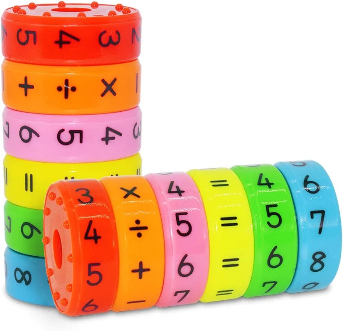 Kids Magnetic Maths Skill Learning Toy Numbers & Symbols Toy In Cylinder Shape,Kids Magnetic Building Blocks Brain Toys,Brain Intelligence Developing Kids Toy For 2-6 Years Old Kids-Multicolor