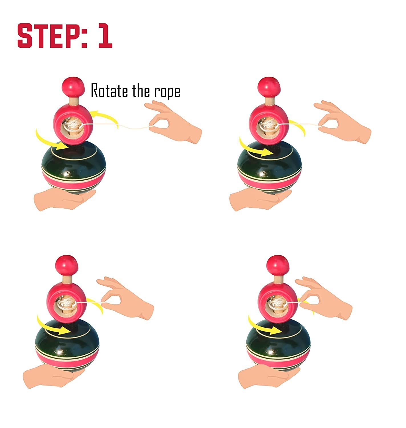 Channapatna Toys Wooden Bird Whistle Toy & Spinning Top for Kids (1 Year+) - Set of 3 pcs - Multicolor - Image 2