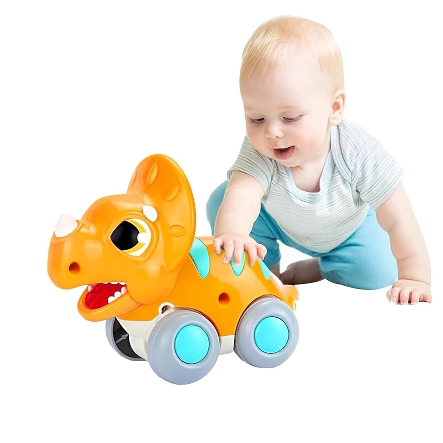 Kidology Push & Go Dinosaur Cars Toy for Toddlers, Friction Powered Dino Cars, Pull Back Cars Vehicle, Montessori Educational Toy for Boys & Girls, Birthday Gift for Kids - Pack of 1