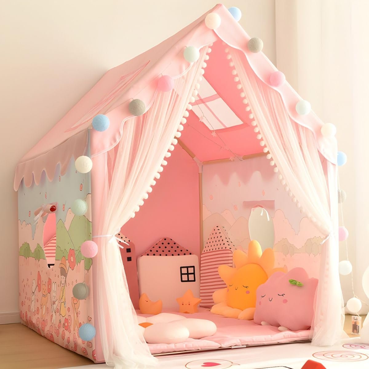 Colorfull and Extremely Light Weight Indoor and Outdoor Kids Play Tent House for 3-8 Years Old Kids Girls and Boys (FARM-089) - Image 2
