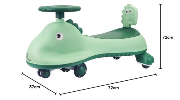 R for Rabbit Iya Iya Dino Kids Swing Car, Twister Panda Car with PU LED Wheels, ABEC 7 Bearing, Push Ride on Magic Car for 3+ Years Baby Boy & Girl, 100 Kgs Weight Capacity (Green) - Image 2