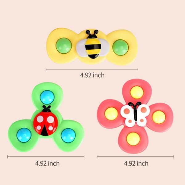 3PCS Suction Cup Spinner Fidget Toys for 1 Year Old Boy Girl Spinning Top Toddler Toys Age 1-2|1 2 Year Old Boy Birthday Gift| Baby Bath Toys for Kids Ages 1-3|Sensory Toys for Toddlers 1-3 - Image 3