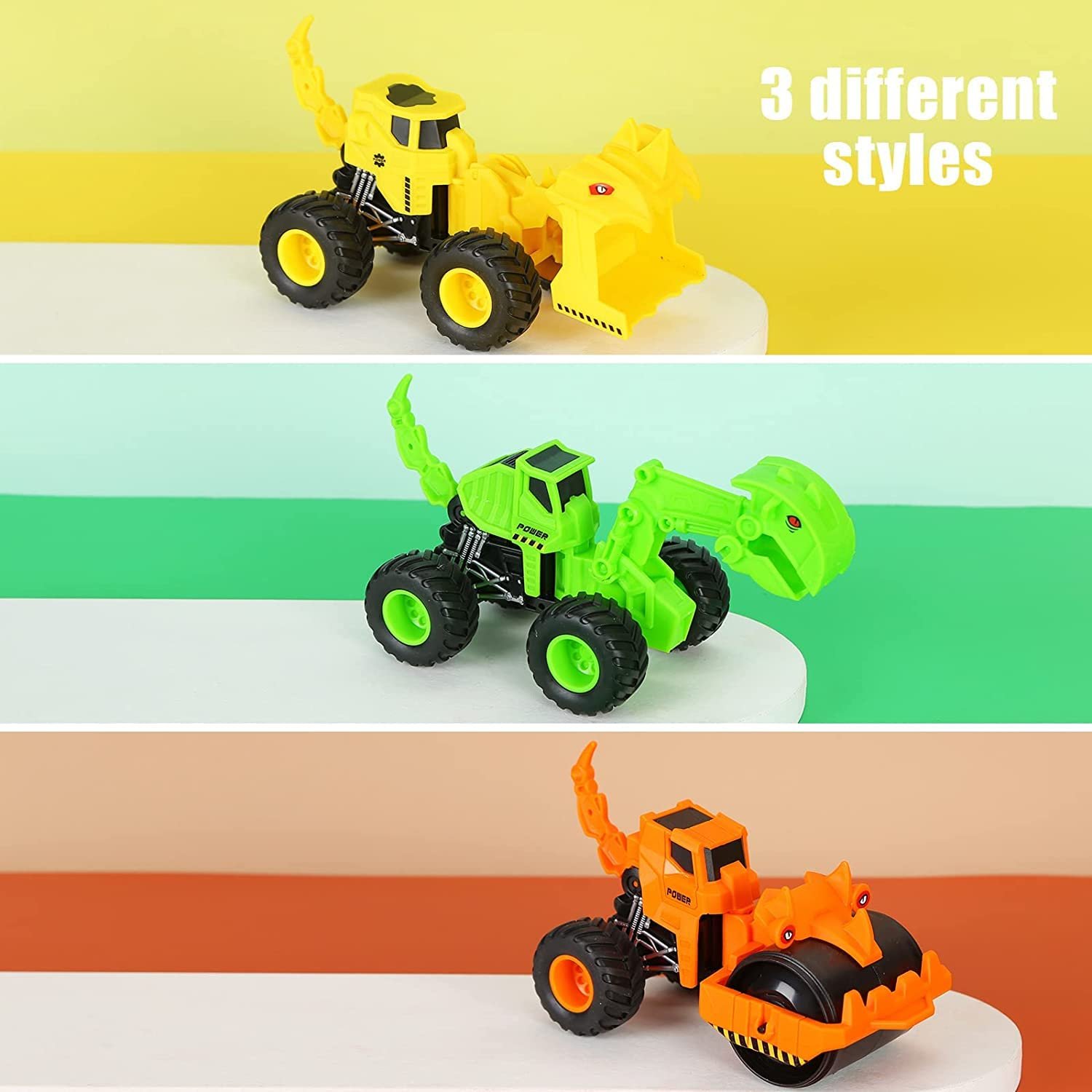 Mouth Press and Go Dinosaur Car Toys for Boys and Girls 3PCS Dinosaur Toys for 3+ Year Old Moving Dino Toys for 3-5 Years Old Birthday Gifts Moving Animal Toys for Kids (Truck Shape Dino3) - Image 4