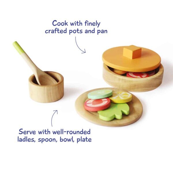 Shumee\'s Wooden Mini Kitchen Set for Kids | 16-Piece Colorful and Baby-Friendly Pretend Play Toy | Ideal Miniature Kitchen Set Gift for Girls & Boys | Perfect for Ages 3+ | Mini Cooking Set - Image 4