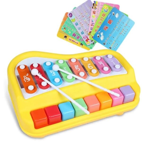 Webby 2 in 1 Baby Piano Xylophone Toy | 8 Multicolored Key | Preschool Montessori Educational Musical Learning Piano Cum Xylophone Toy for 1-3 Years Old Baby, Toddlers, Kids, Girls & Boys (Large) - Image 2