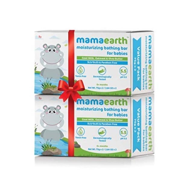 Mamaearth Moisturizing Bathing Bar Soap For Babies - 75g (Pack of 4) | Infused with Goat Milk, Oatmeal & Shea Butter | Cleanses Gently, Retains Moisture, pH Balanced at 5.5