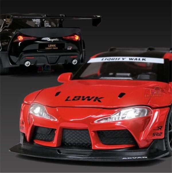Compatible for 1:24 Toyota Supra LBWK Toy Car Model, Diecast Collectible Pull Back Model Car with Sound and Light, Toy Gift Vehicles for Adults Kids Boys Girls(Red) - Image 2
