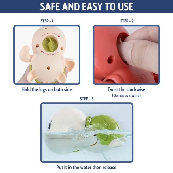 Wembley Swimming Turtle Bath Toys for Toddlers Kids Cute Floating Wind Up Water Toys for Babies 1 2 3 4 5 Years Boy Girl New Born Baby Bathtub Pool Toys Gift for Baby, Pack - 2 - Image 5