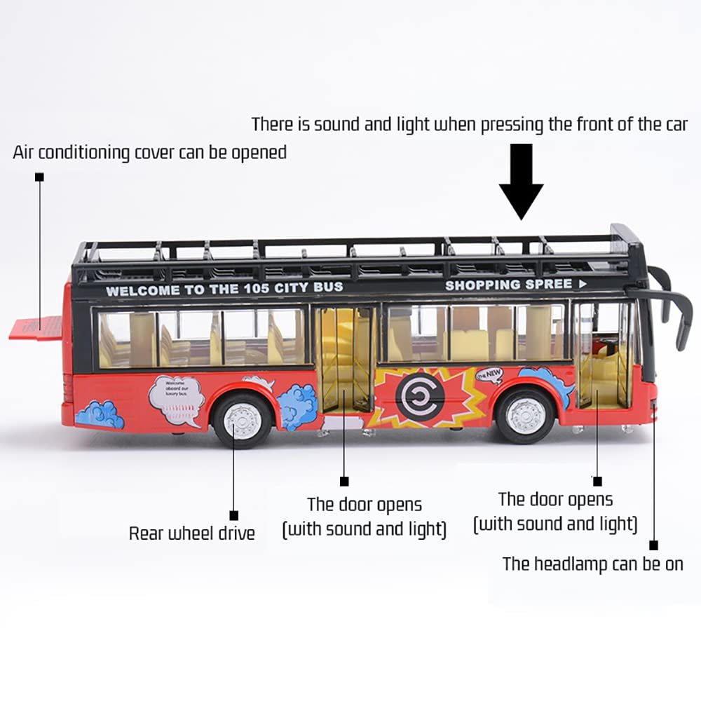 Double Decker Bus Toys for Kids Diecast Sight View Metal Toy Bus Light Sound Pull Back Collection - Image 4