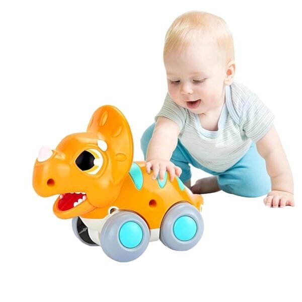 Kidology Push & Go Dinosaur Car Toy for Babies 0-3 Years, Friction Powered Dino Cars, Mini Pull Back Vehicle, Montessori Toys for Boys & Girls, Birthday Gift forToddlers & Kids - Pack of 1