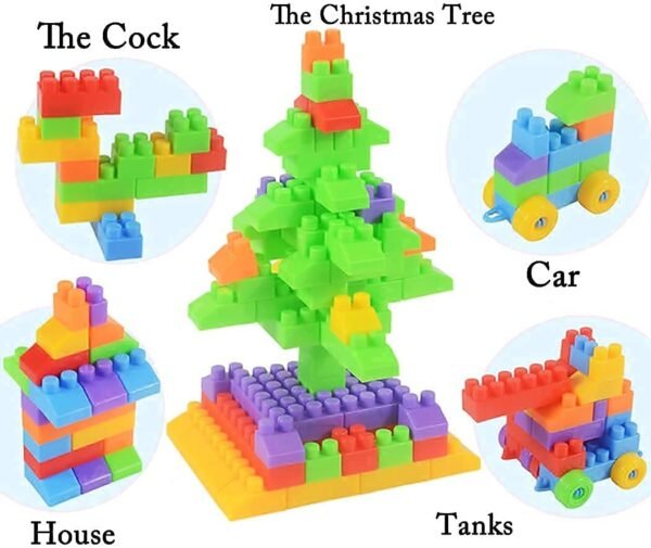 200 Piece Plastic Building Blocks Toy with Wheels for Kids,Block Game for 3-8 Years Old Kids Boys & Girls,Multi Color (200 Piece Building Block Toy) - Image 2