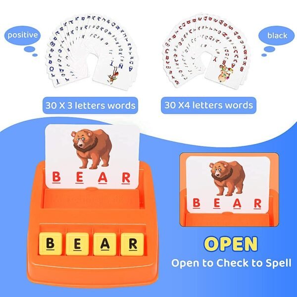 PATPAT® Flash Cards for Kids,Early Learning Toys for Kids Educational Toys Flash Cards Matching Letter Game Kid Games Toys for 3-8 Year Old Birthday Gift for Girls Boys - Orange - Image 5