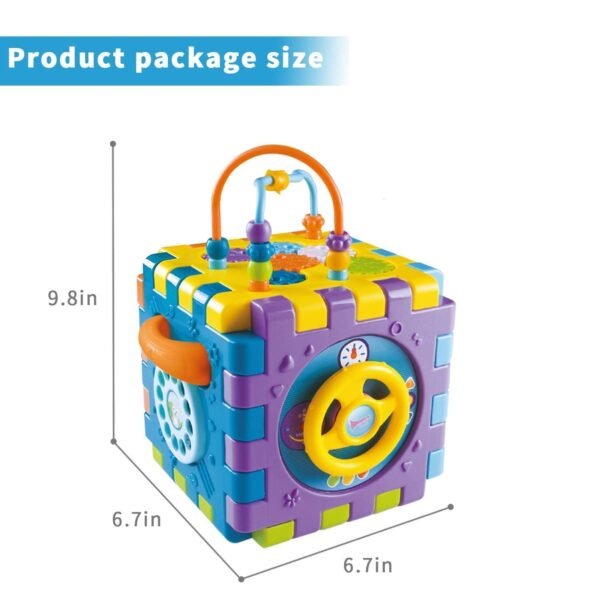 5 in 1 Activity Triangle Center Cube | Alphabet Blocks Abacus Clock Writing | Counting Beads Assembly Toys for Babies Montessori Learning Toy for 1-5 Year Old Kids (Activity Cube) - Image 3
