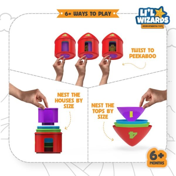 Li\'l Wizards Bird House Nesting Toy with Peek-A-Boo Feature|Learning Toy for Infants & Toddlers Kids|Interactive Baby Toy|Birthday and Return Gift for Kids|Stacking & Sorting Game|Made in India - Image 2