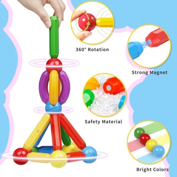 TOYPAPA Magnetic Blocks | Magnet Game Construction Toys for Kids | Building Blocks + Magnetic Blocks Educational Toys for Kids 5+ Years Gift (36pcs) - Image 4