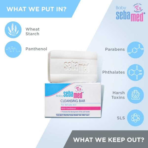 Sebamed Baby Cleansing Bar 150 gm|pH 5.5 |Newborn bathing|Soap Free|Tear Free| - Image 4